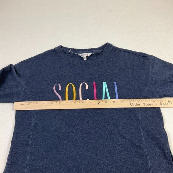 Widlfox Womens Social Sweatshirt Blue Long Sleeve Side Slits Pullover Size XS - Picture 8 of 12